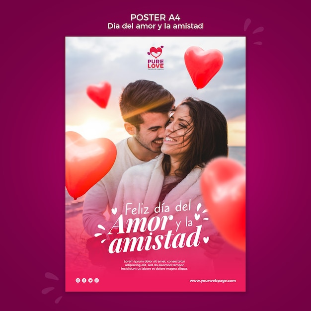 PSD gratuito poster per la celebrazione del giorno di san valentino