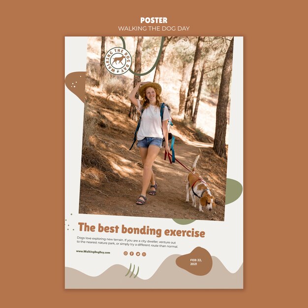 poster walking the dog day ad template