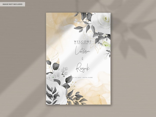 Free PSD a poster for a wedding with white flowers and the words welcome to the bride.