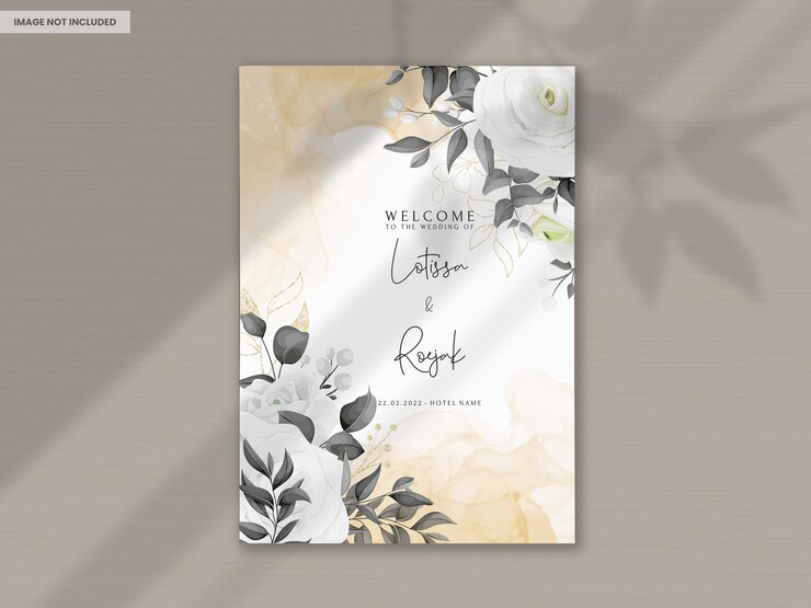 Free PSD a poster for a wedding with white flowers and the words welcome to the bride.