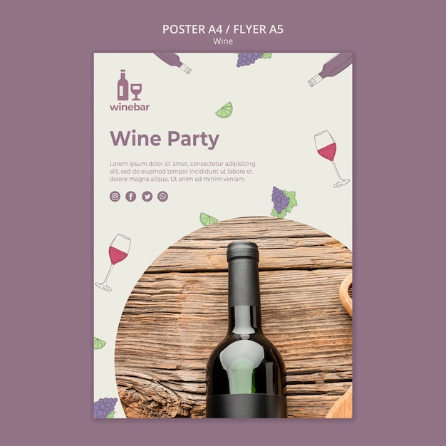 Free PSD poster for wine tasting