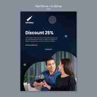 Free PSD poster with couple for winery with discount