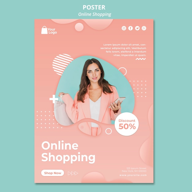 PSD gratuito poster con acquisti online