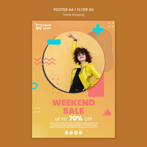 Free PSD poster with online shoppings