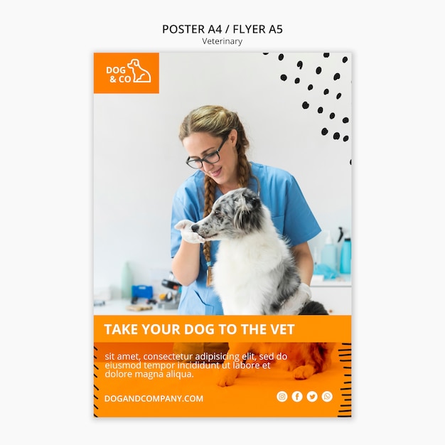 PSD gratuito poster con modello veterinario