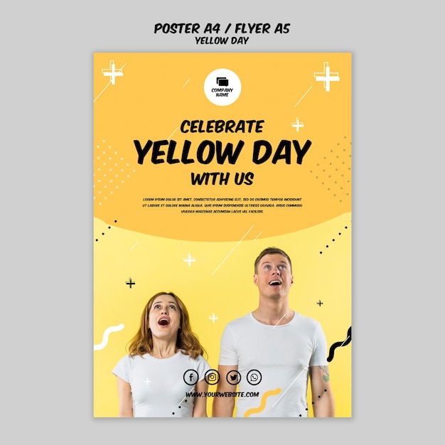 PSD gratuito poster con il concetto di giorno giallo