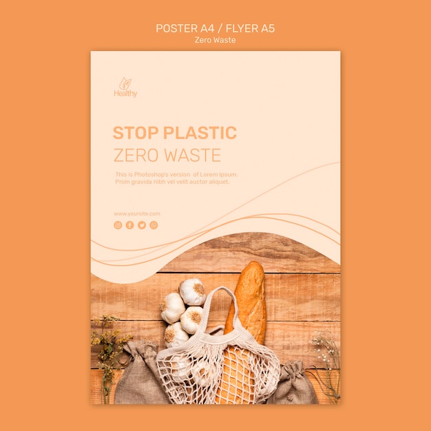 PSD gratuito poster per zero rifiuti