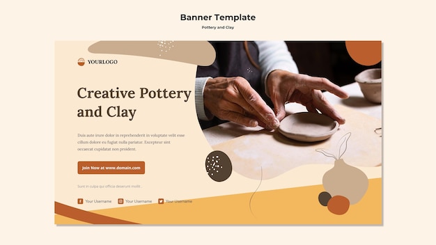 陶器と粘土のテンプレートバナー