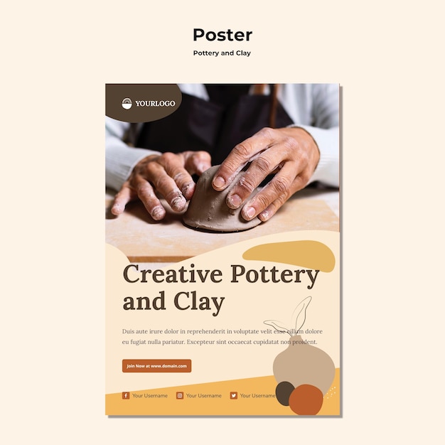 Pottery and clay ad template poster