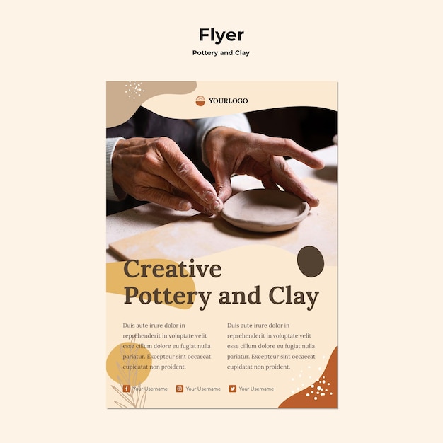 Pottery and clay flyer template