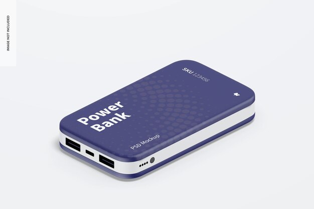 Блистерный макет power bank, изометрический вид | Бесплатно PSD Файл