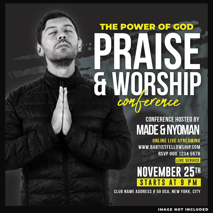 Free PSD praise and worship social media post template design