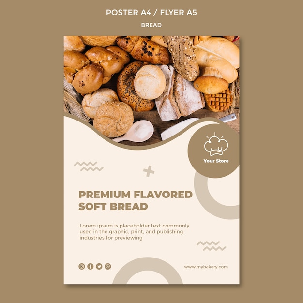 PSD gratuito modello di poster premium di pane morbido aromatizzato