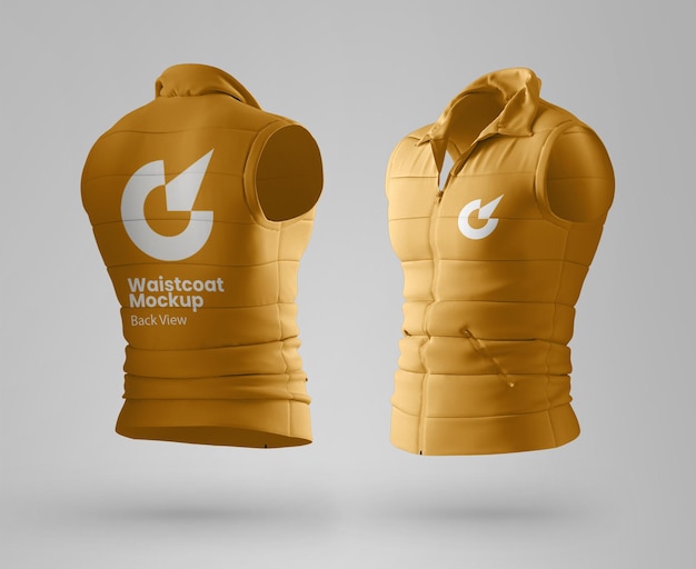 Premium vest mockup back and front view