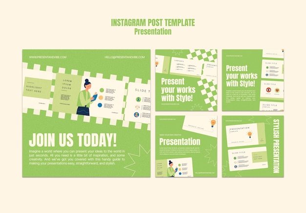 Modello di post di instagram per diapositive di presentazione