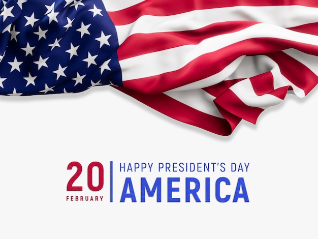 Presidents day of America banner with realistic flag