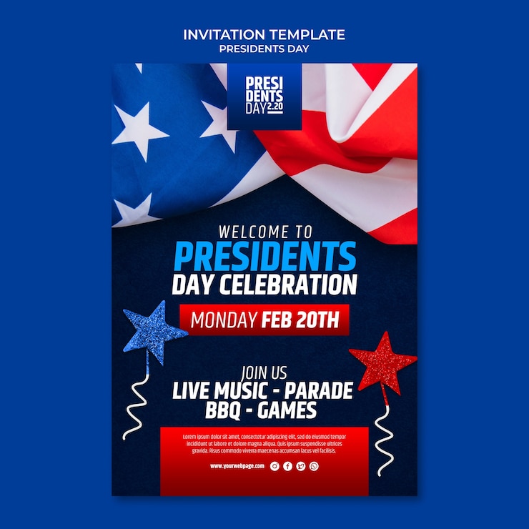 Free PSD presidents day celebration invitation template