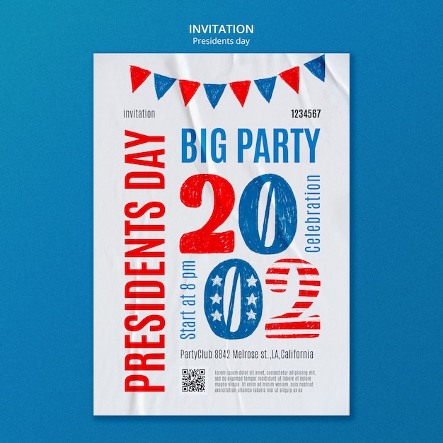 Free PSD presidents day invitation template