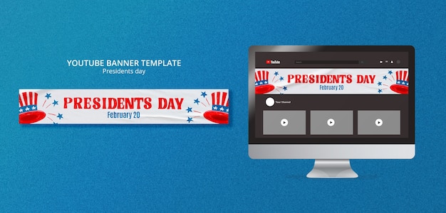 Free PSD presidents day youtube banner template