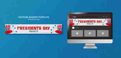 Free PSD presidents day youtube banner template