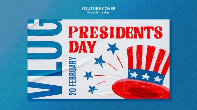 PSD gratuito modello di copertina youtube del giorno dei presidenti