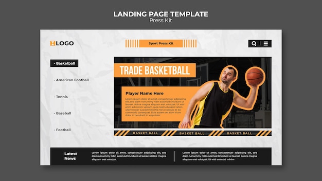 Free PSD press kit landing page template