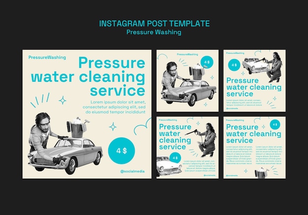 Free PSD pressure washing service instagram posts