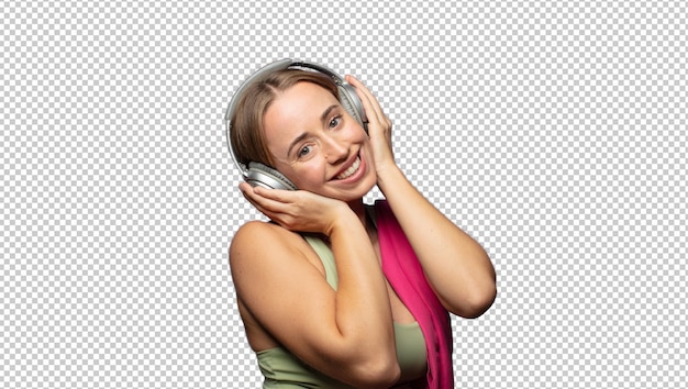 pretty fitness woman with headphones