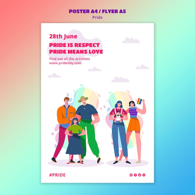 Free PSD pride day poster template