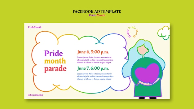 Free PSD pride month celebration facebook template