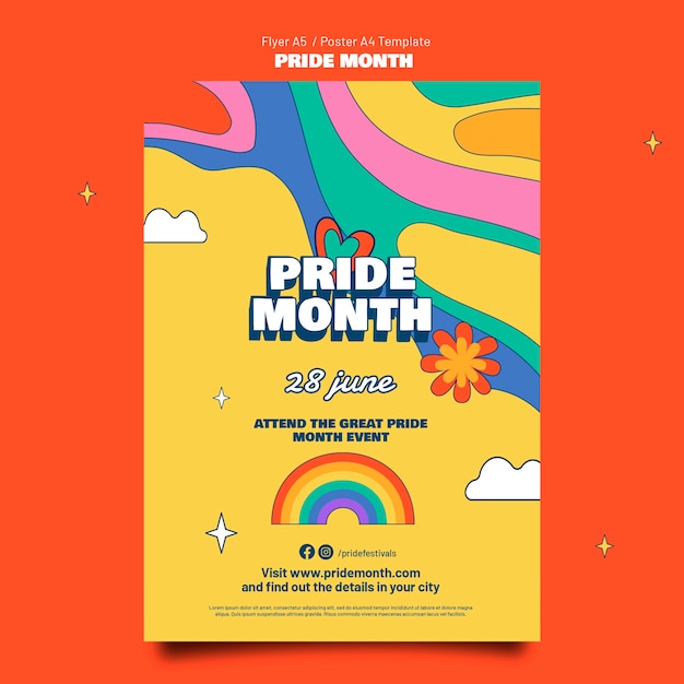 Pride month celebration flyer template