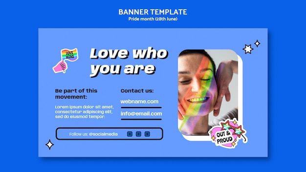 無料PSD プライド月間お祝い横バナーテンプレート
