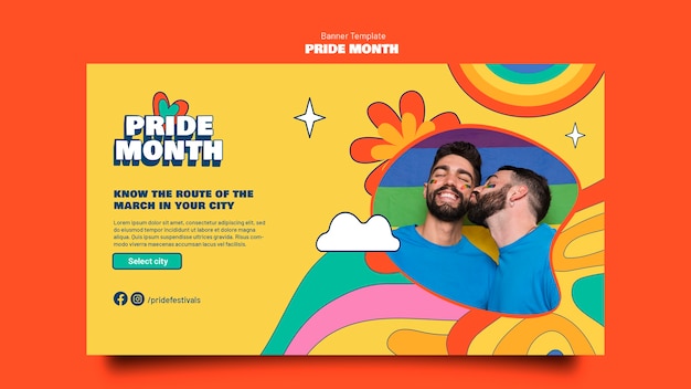 Free PSD pride month celebration horizontal banner