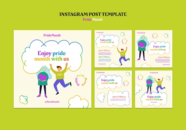 Free PSD pride month celebration instagram posts