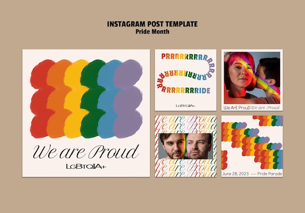 Free PSD pride month celebration instagram posts