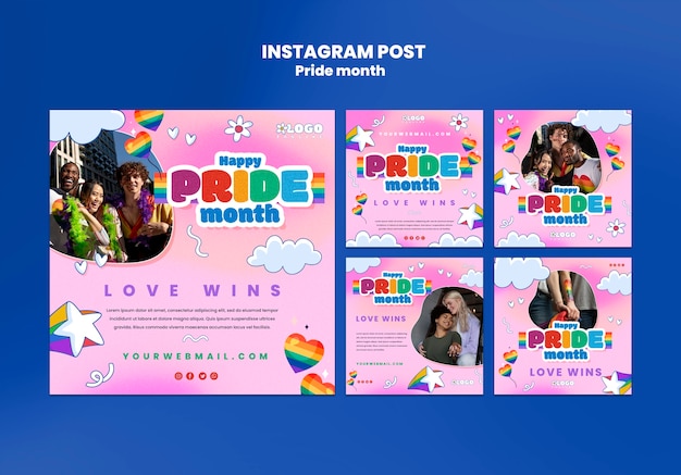 PSD gratuito post di instagram per la celebrazione del mese dell'orgoglio