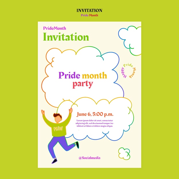 Free PSD pride month celebration invitation template