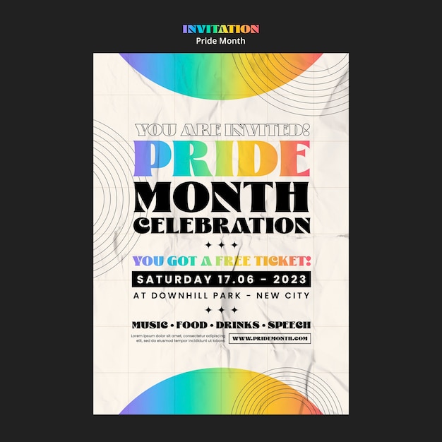 Free PSD pride month celebration invitation template