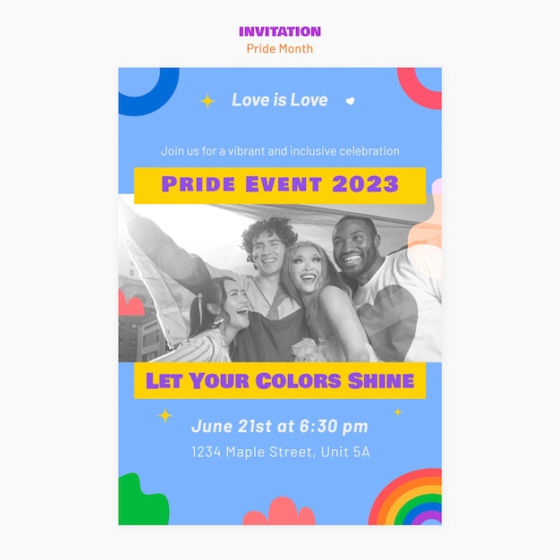 Pride month celebration invitation template