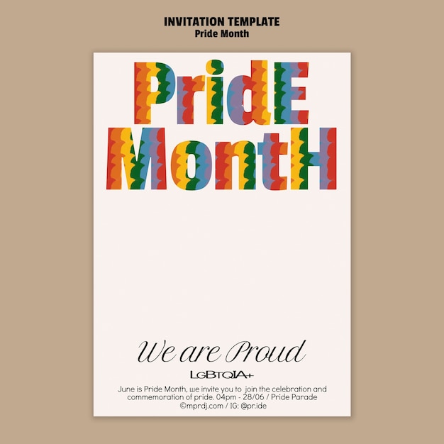 Pride month celebration invitation template