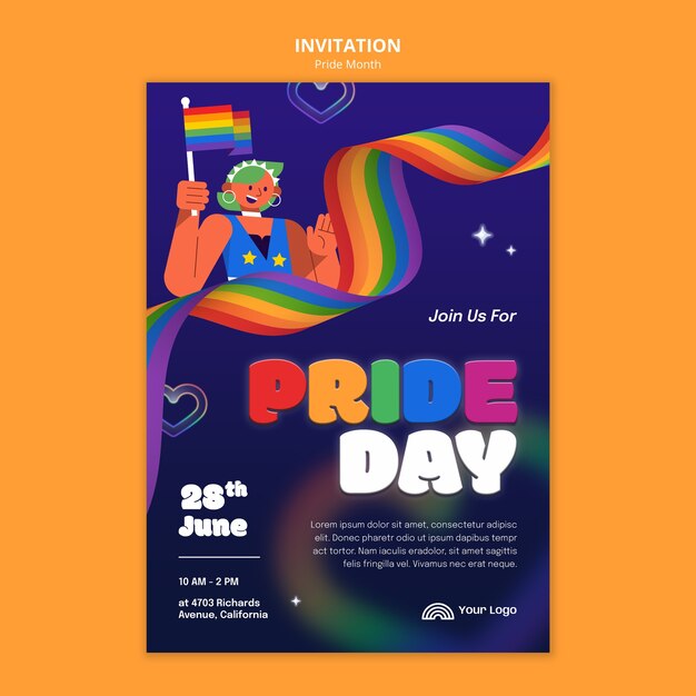 Pride month celebration invitation template