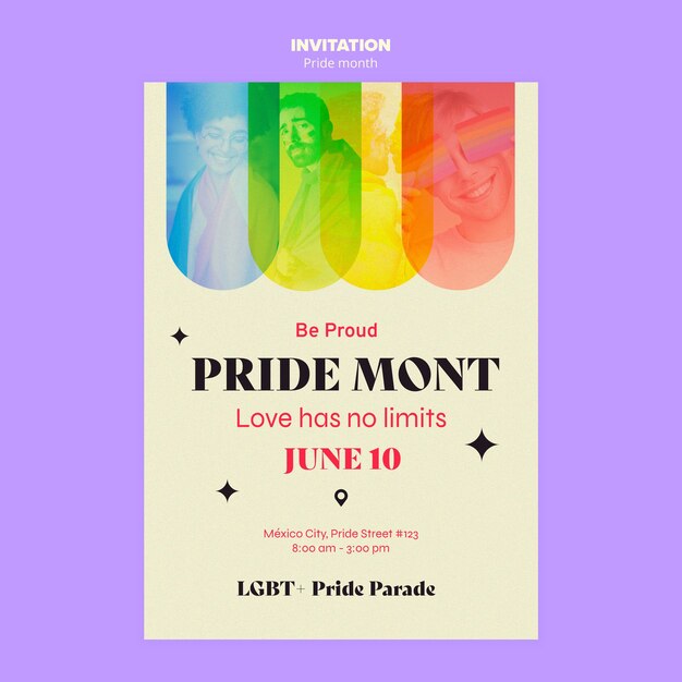 Pride month celebration invitation template