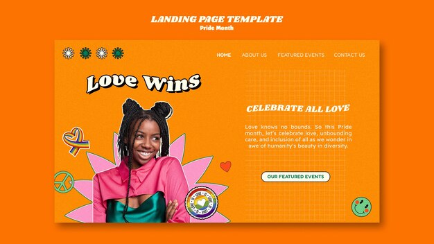 Free PSD pride month celebration landing page template