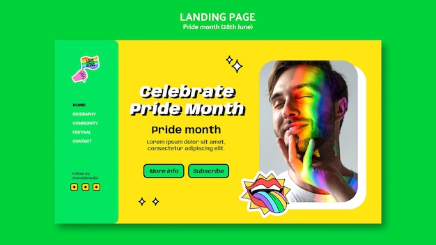 Pride month celebration landing page template