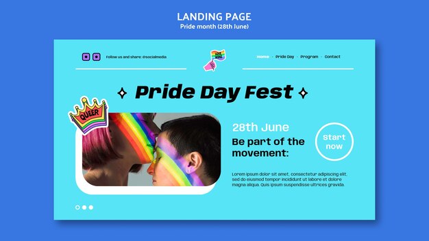 pride month celebration landing page template