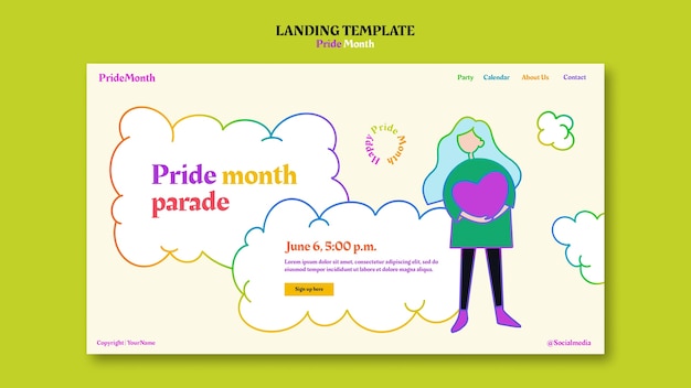Free PSD pride month celebration landing page template