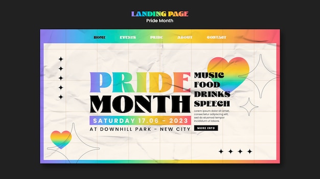 Free PSD pride month celebration landing page template