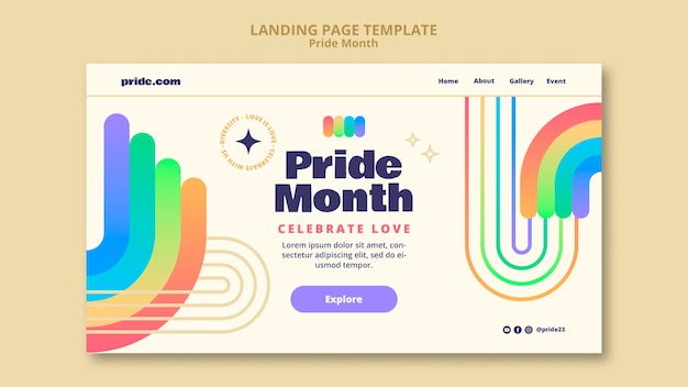 Pride month celebration landing page template