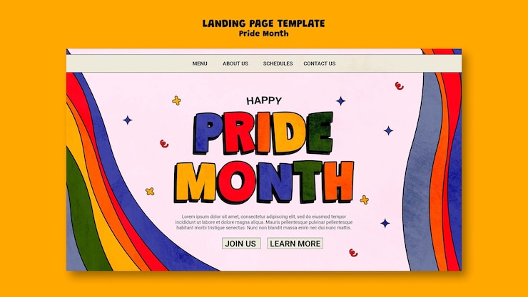 Free PSD pride month celebration landing page template