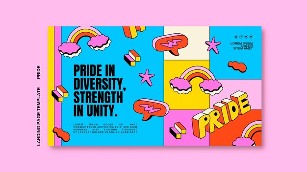 Pride month celebration landing page template